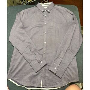 JB Holt Mens Athletic Fit Button Down Shirt Purple Textured Micro‎ Dot Size M